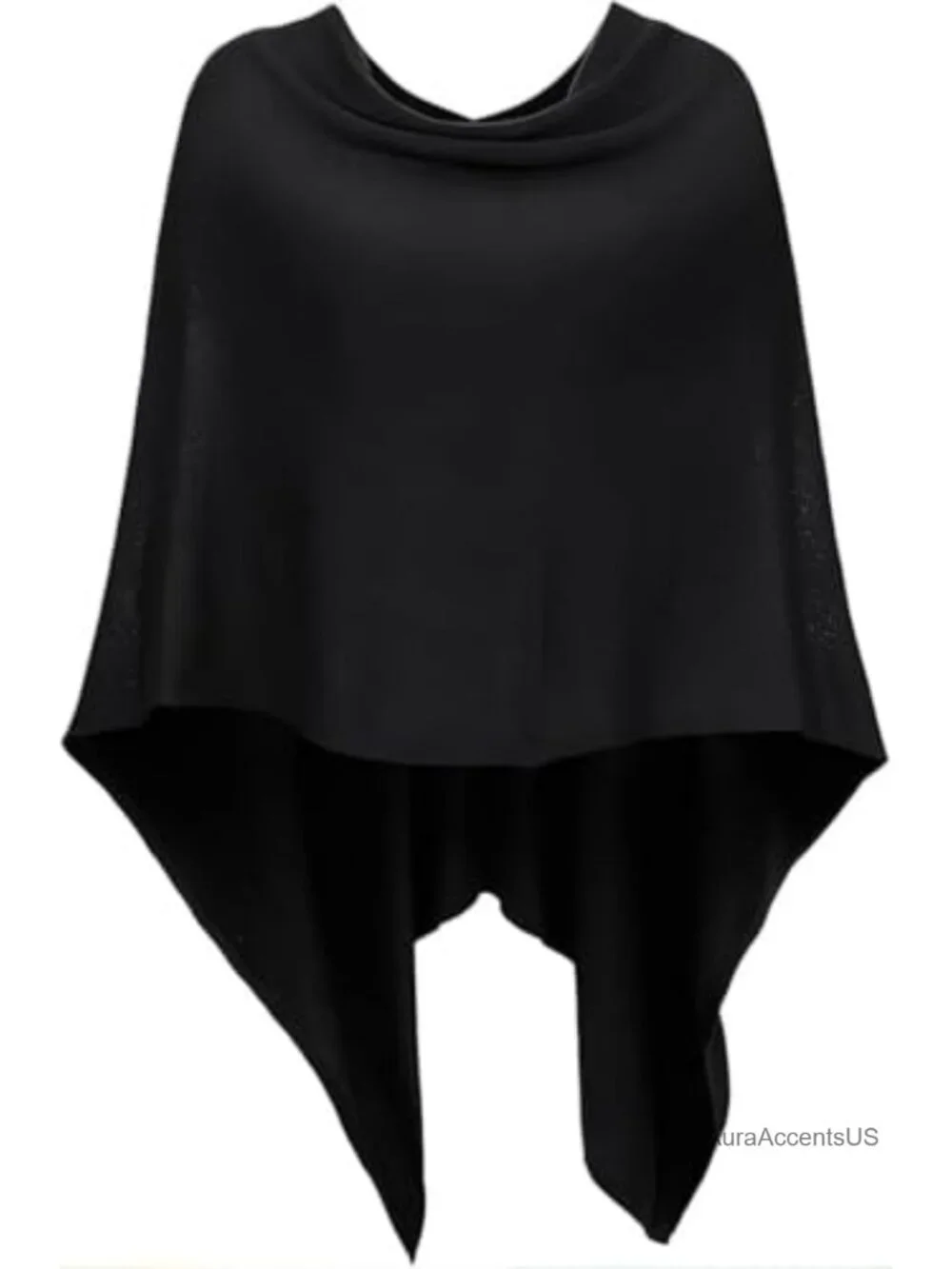 Womens Solid Knit Short Asymmetric Wrap Poncho Topper Cashmere Blend